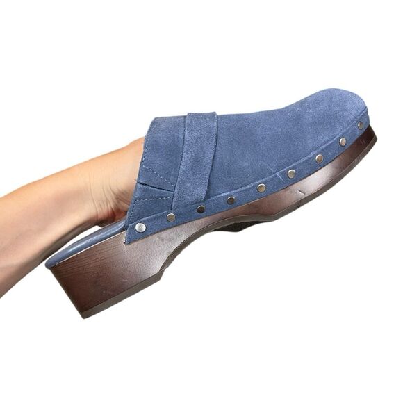 Splendid Blue Suede Studded Olive Clogs 8.5 - Picture 4 of 7